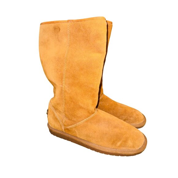 Coach New York Tan Classic Suede Giselle Boots Shearling Lined Winter Snow Boots - Picture 1 of 12